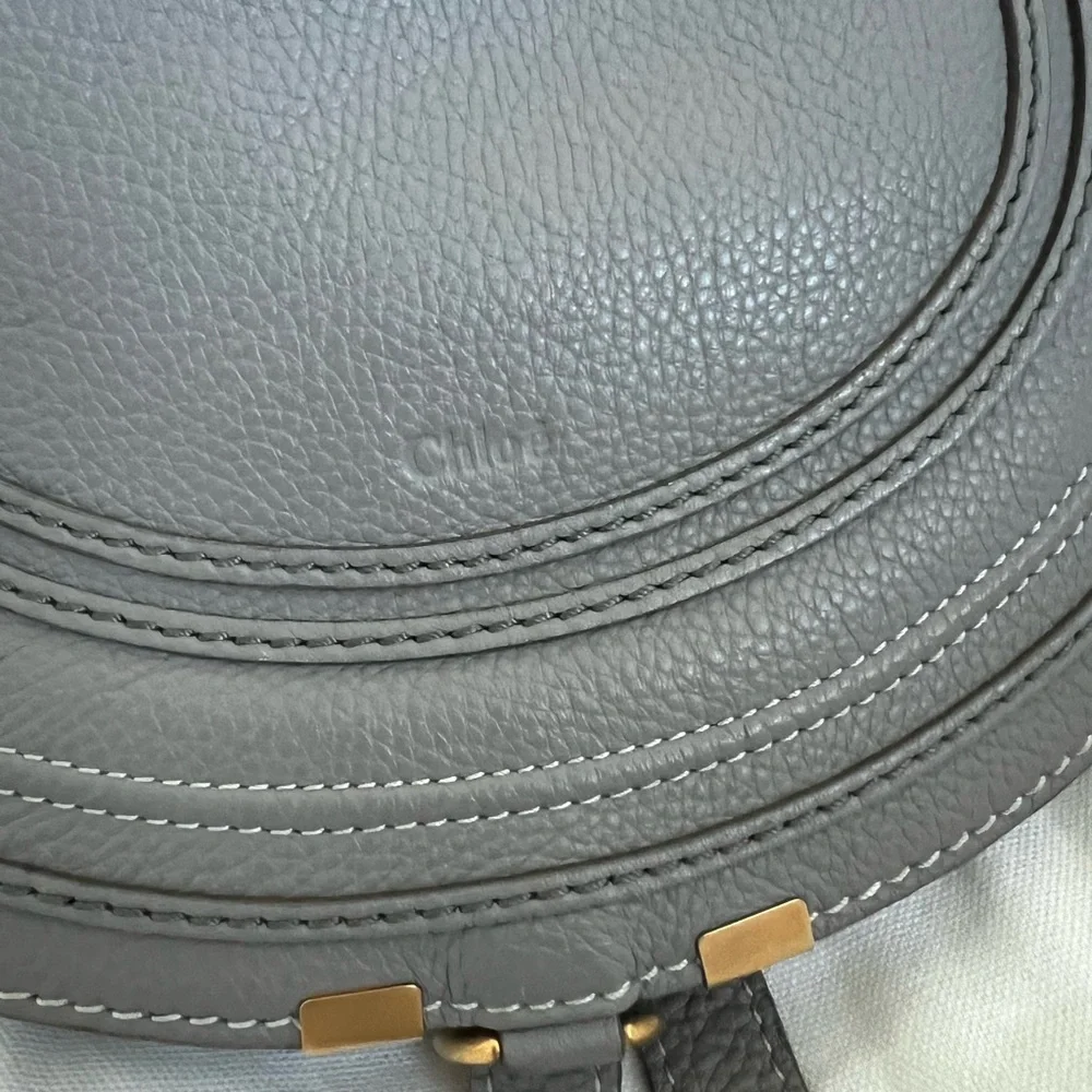 Chloe Marcie large Saddle bag grey - Picture 2 of 13